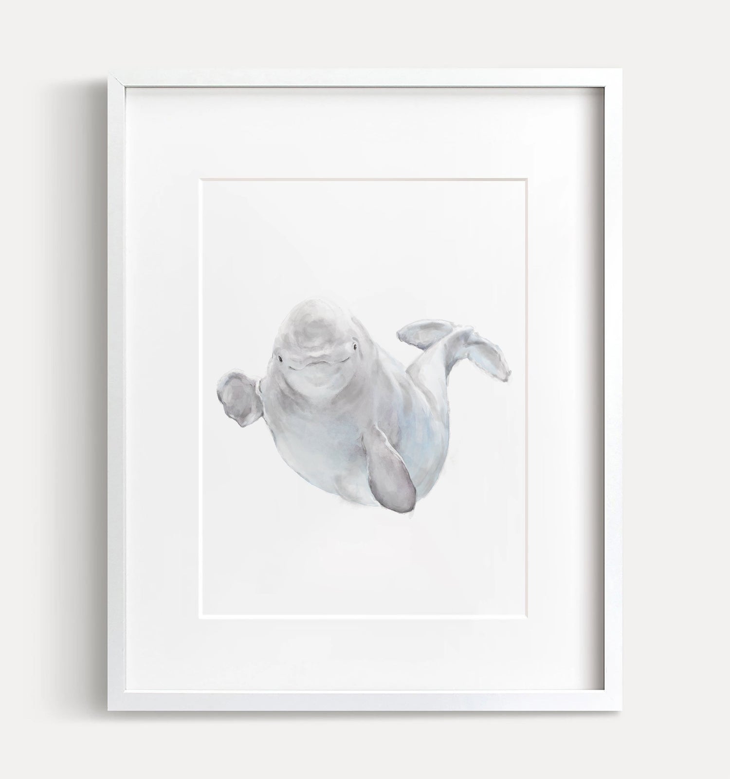 Baby Beluga Watercolor Art Print