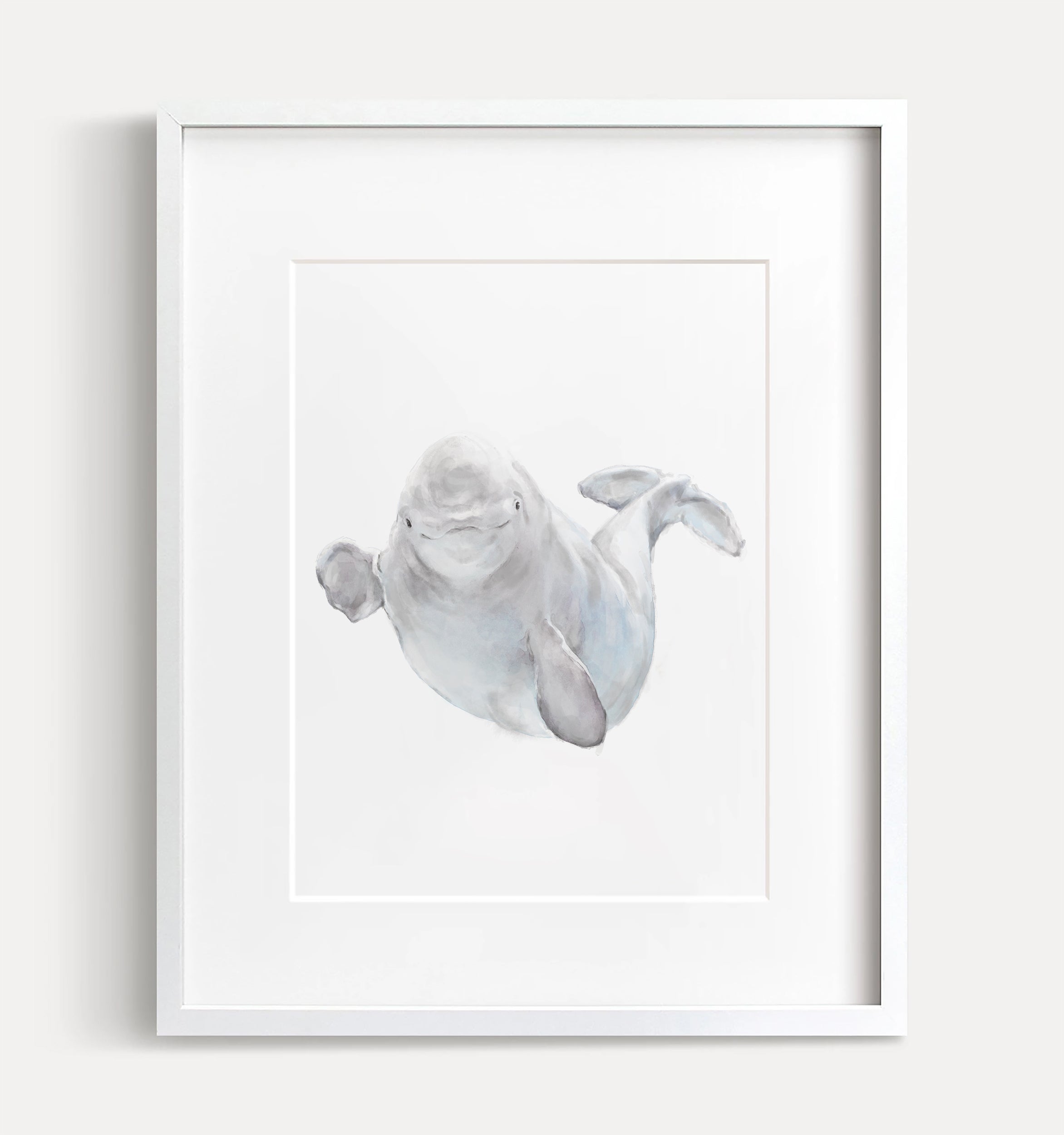 Baby Beluga Watercolor Art Print