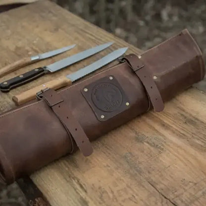 WITLOFT -  Handmade leather Knife Role ( 5 Compartments)