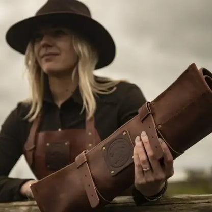 WITLOFT -  Handmade leather Knife Role ( 5 Compartments)