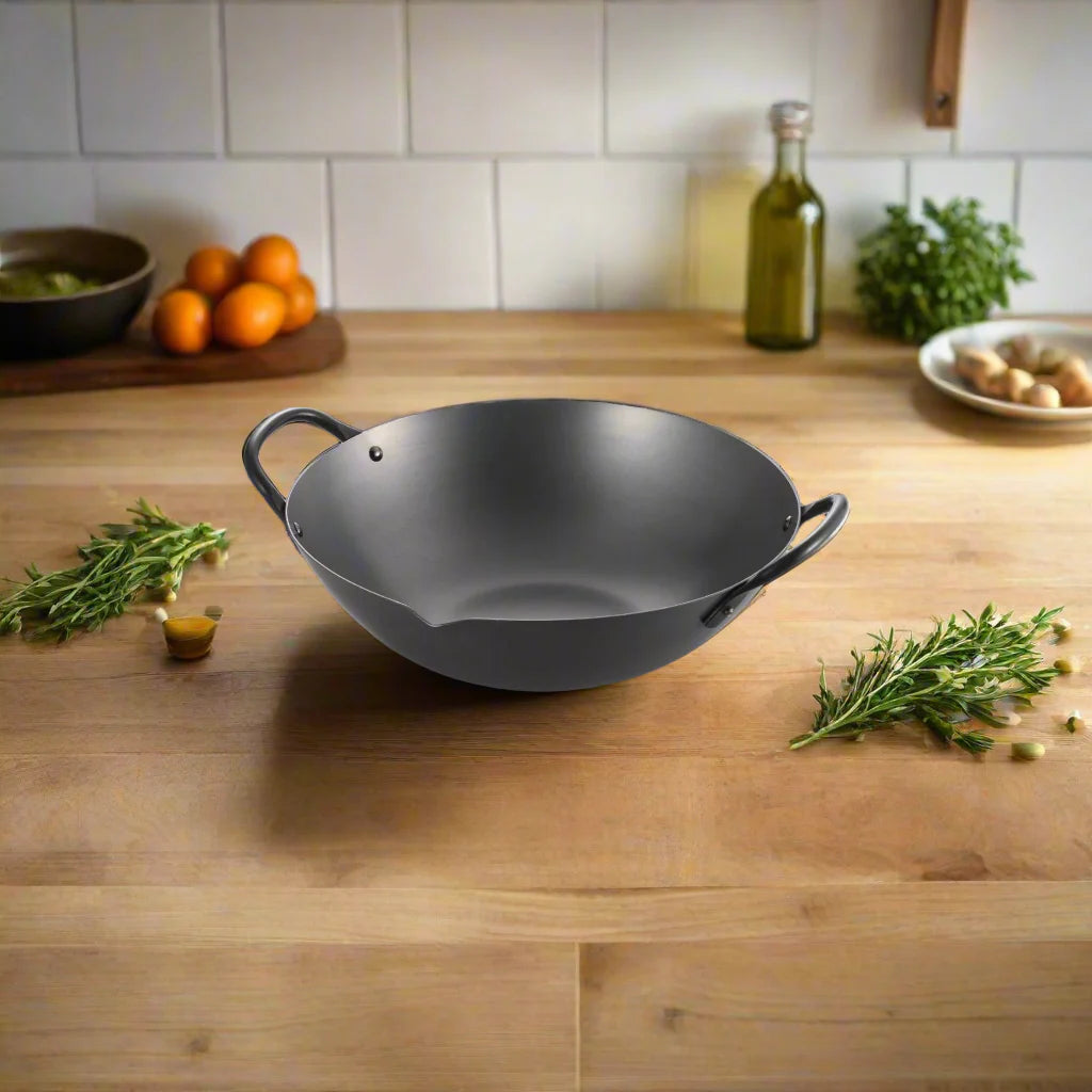 Yoshikawa Cook-Pal Ren Series 36 cm Guangdong Wok – Hand-Forged Nitrided Carbon Steel