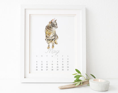 2026 Desk Calendar: Cat Watercolor Art