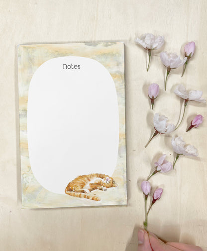 Orange Tabby Cat Watercolor Blank Notepad