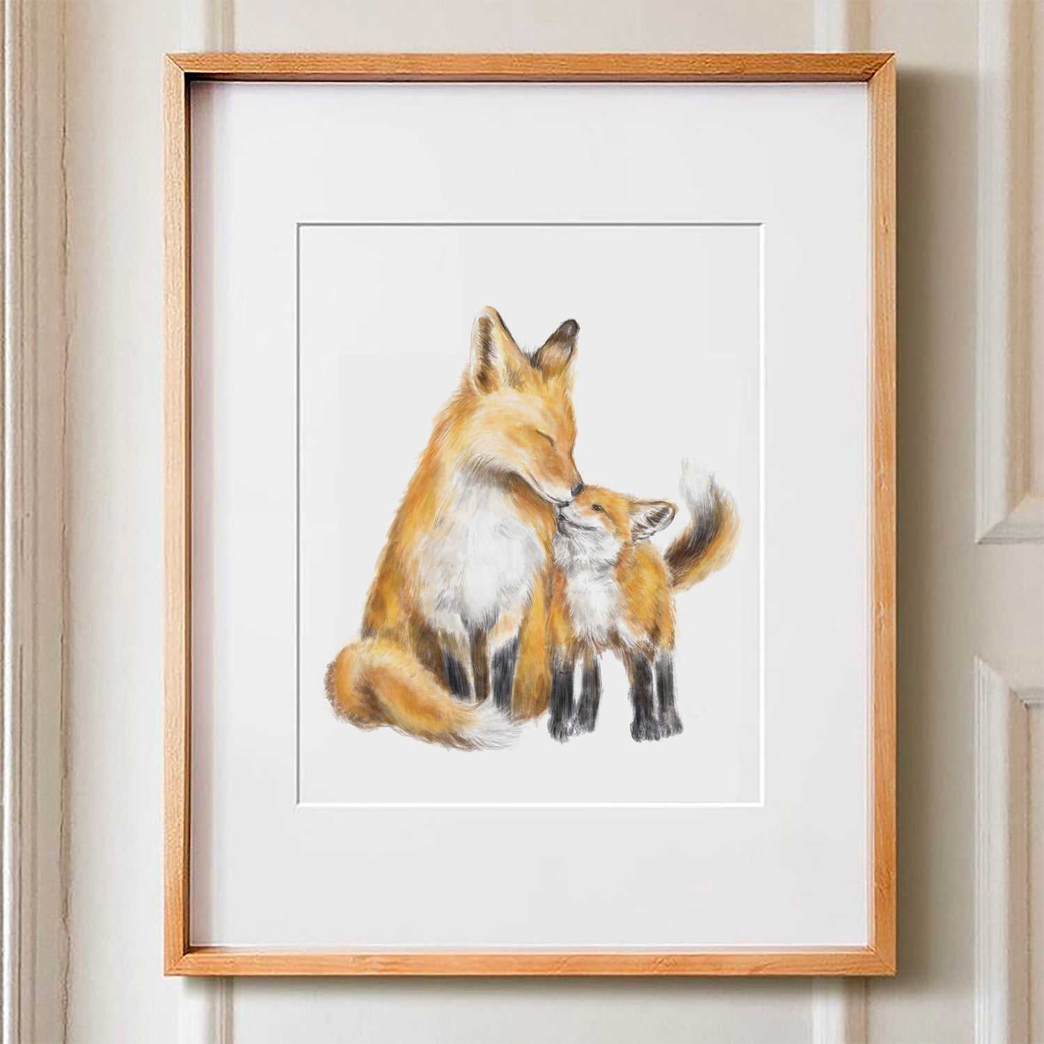 Fox Mom and Baby Art Print