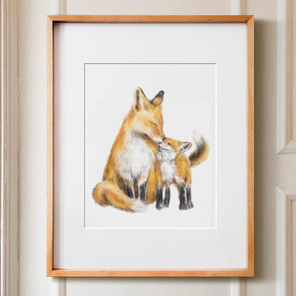 Fox Mom and Baby Art Print