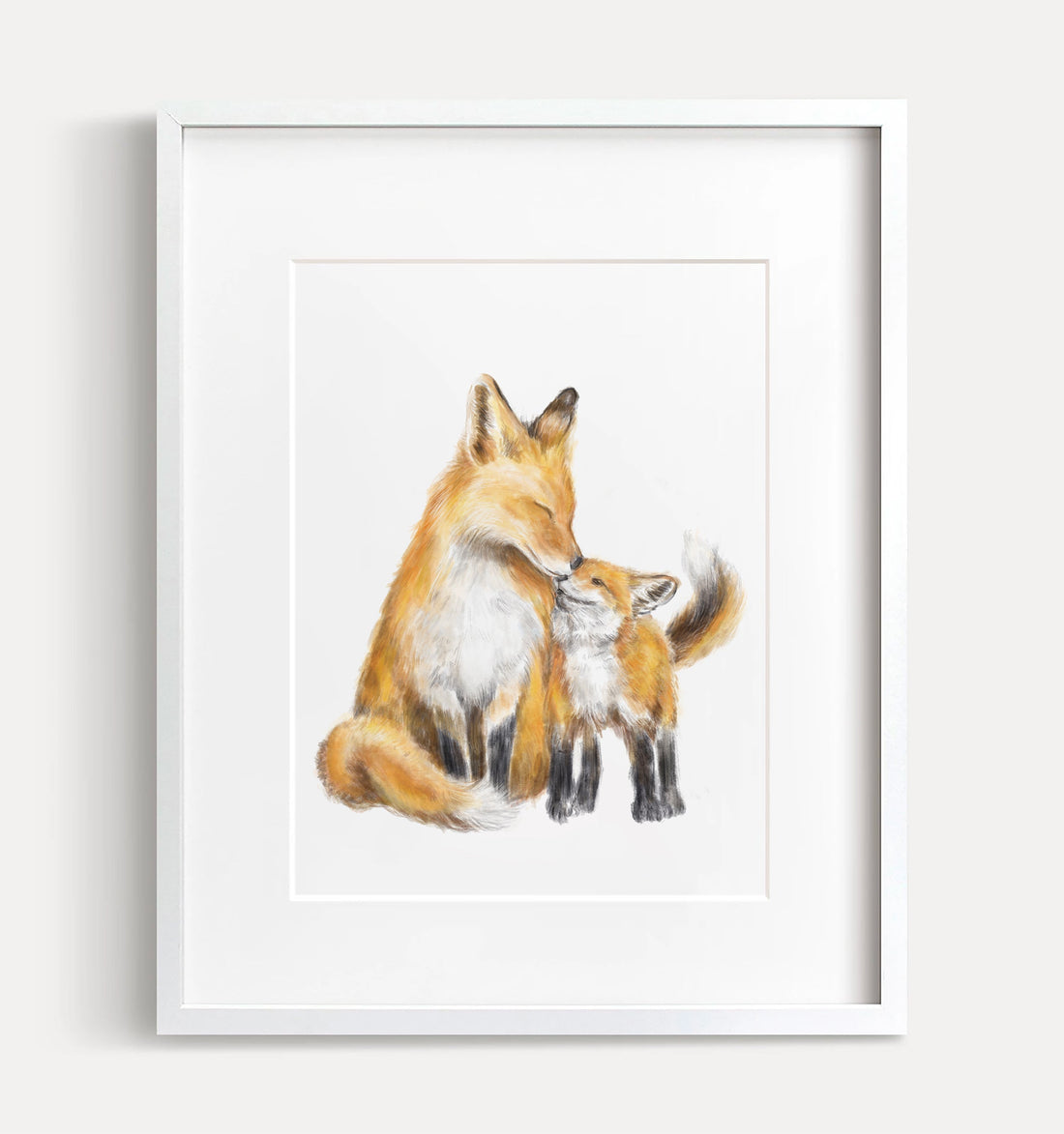 Fox Mom and Baby Art Print