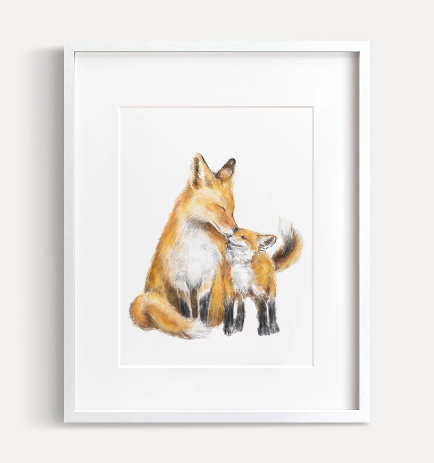 Fox Mom and Baby Art Print