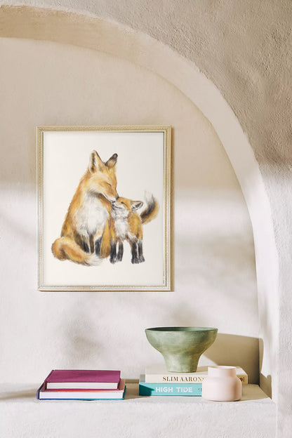 Fox Mom and Baby Art Print
