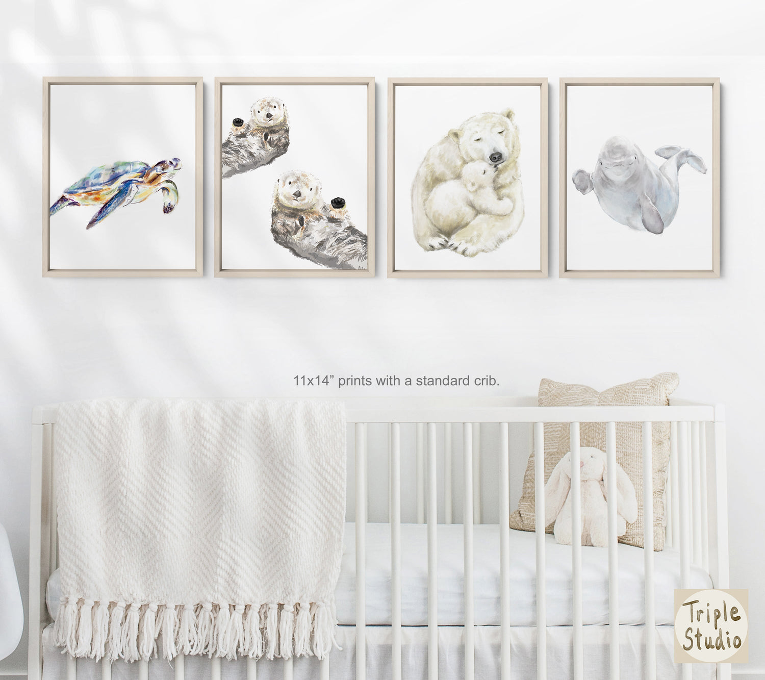 Baby Beluga Watercolor Art Print