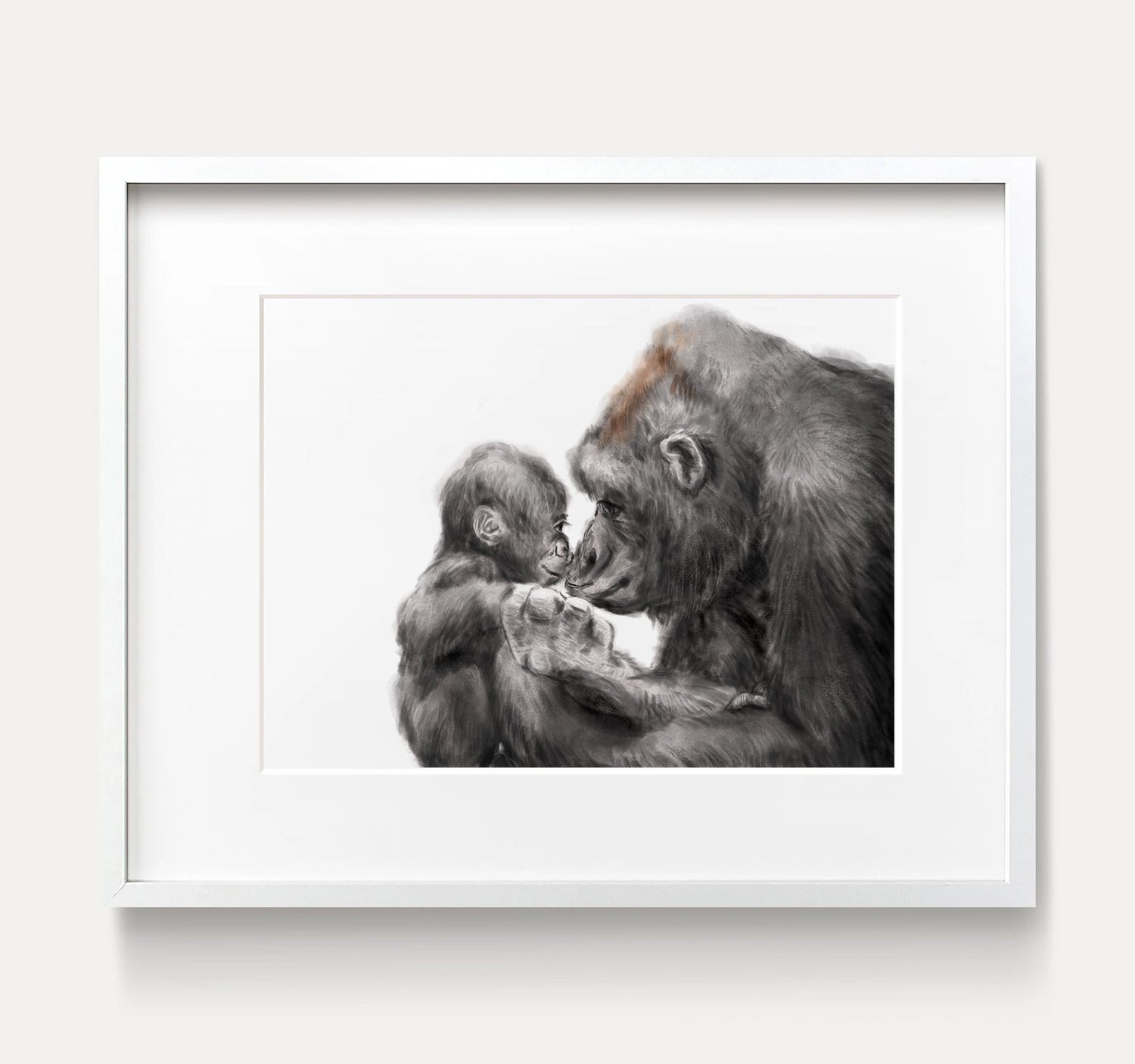 Baby Gorilla and Mom Art Print