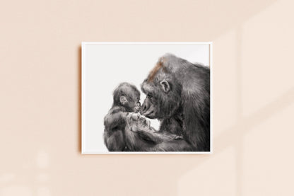 Baby Gorilla and Mom Art Print