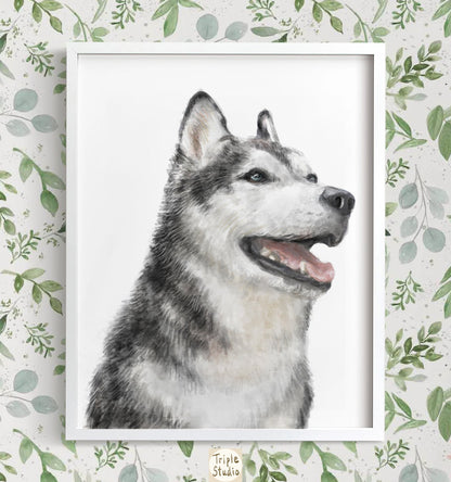 Husky Watercolor Painting | Modern Dog Wall Art