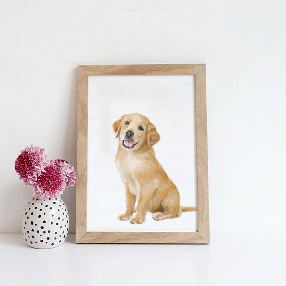 Golden Retriever Puppy Art Print: Cute Dog Lover Gift