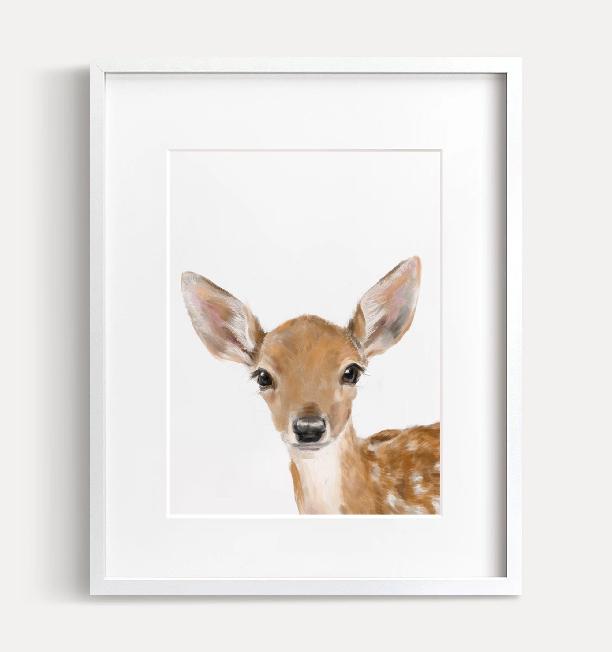 Forest Art Print | Fawn Baby Deer Watercolor Painting