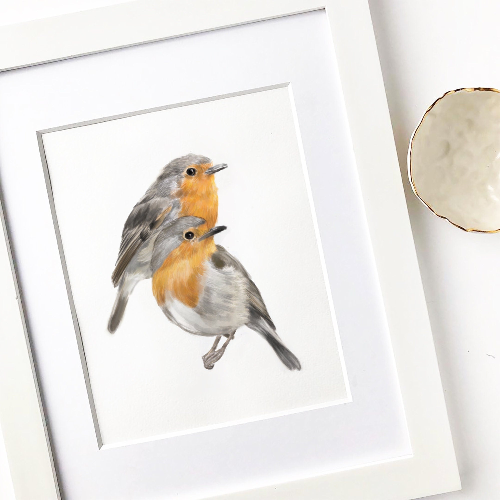 Robin Bird Friendship Print:  Scandinavian Wall Decor for Couples