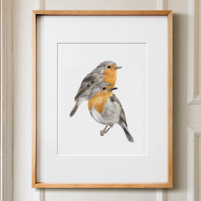 Robin Bird Friendship Print:  Scandinavian Wall Decor for Couples
