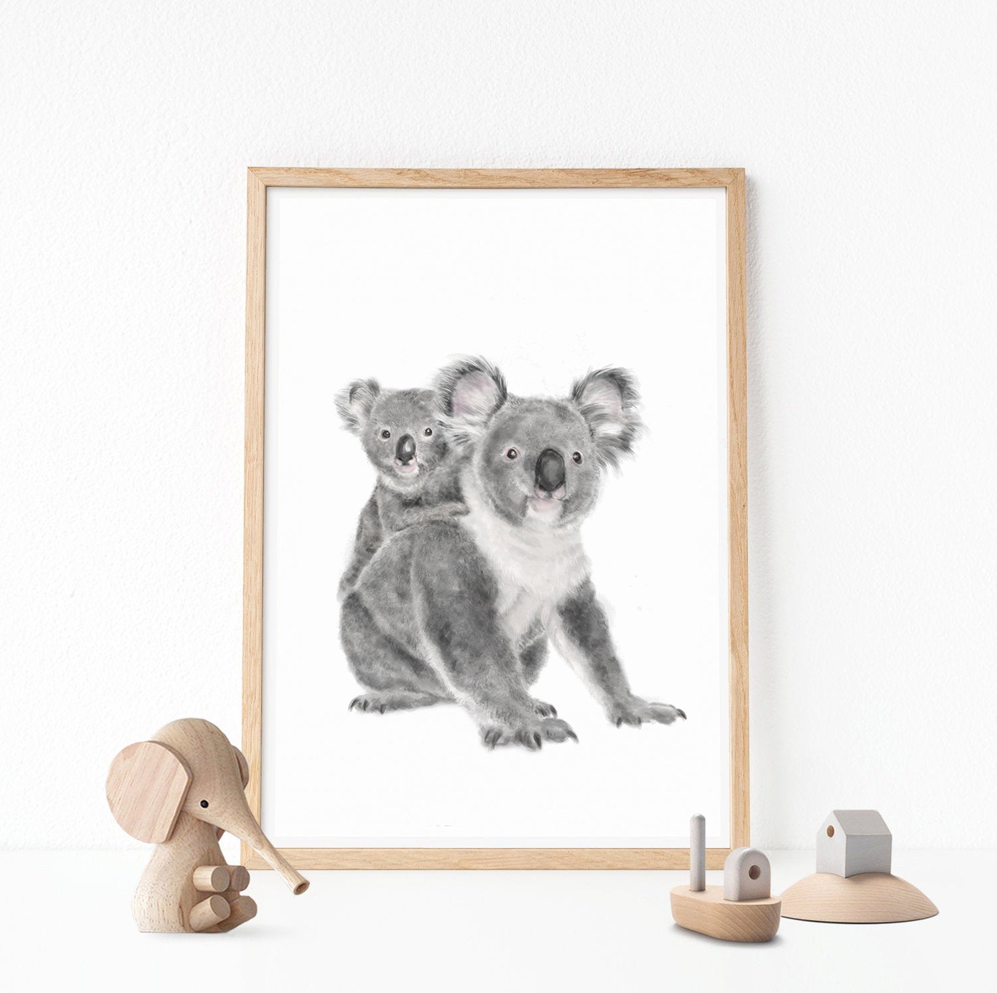 Baby Koala Joey and Mom Wall Art