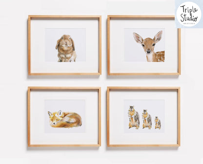 Forest Art Print | Fawn Baby Deer Watercolor Painting