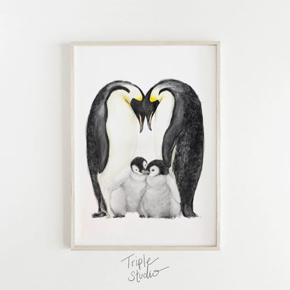 Personalized Family Wall Art | Penguin Family Painting