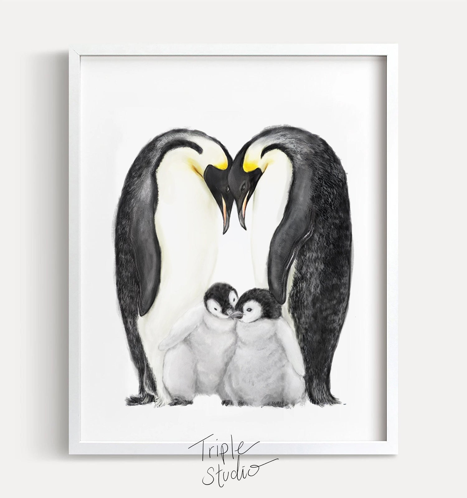 Personalized Family Wall Art | Penguin Family Painting