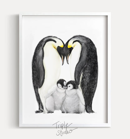 Personalized Family Wall Art | Penguin Family Painting