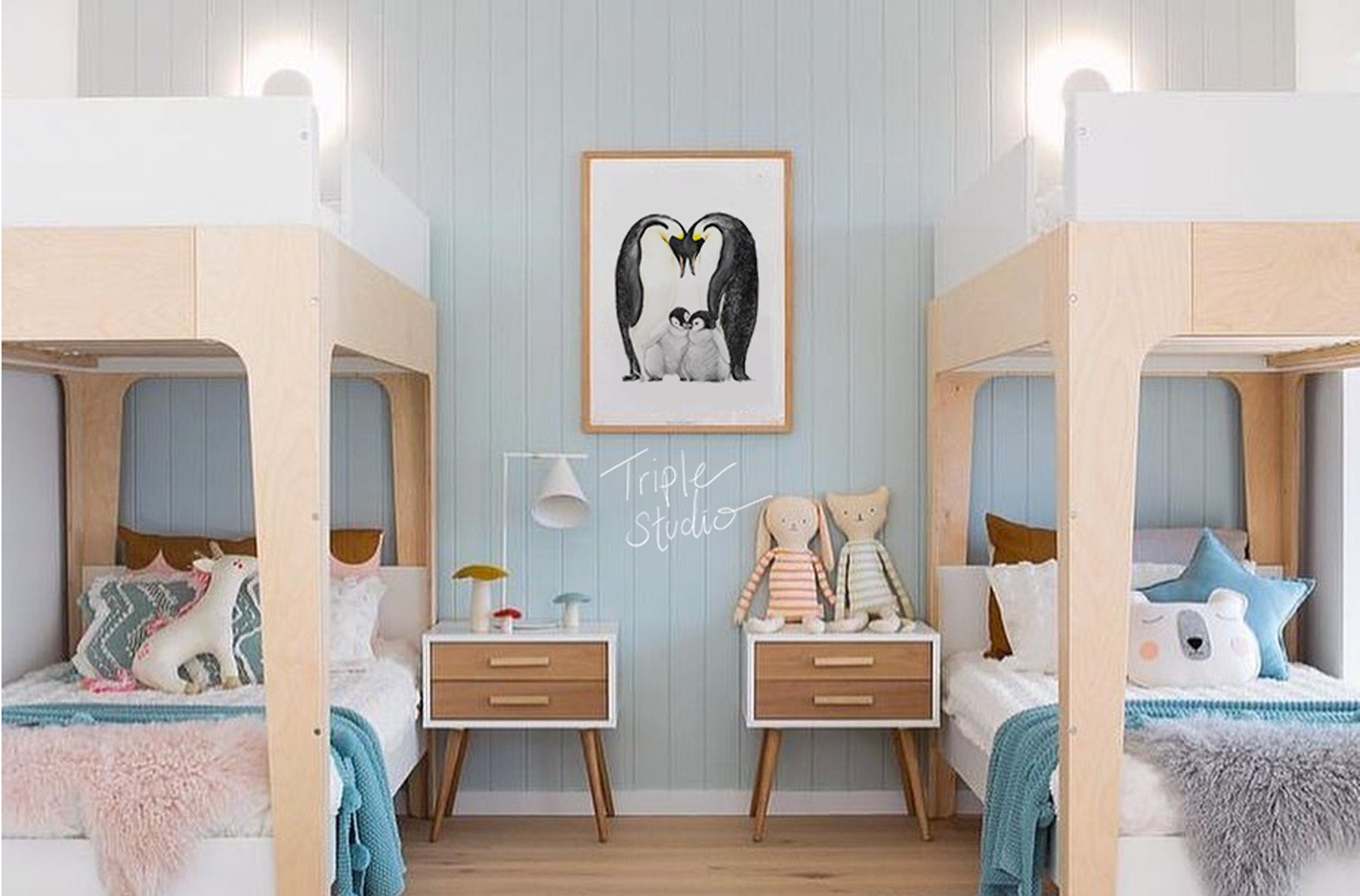 Personalized Family Wall Art | Penguin Family Painting