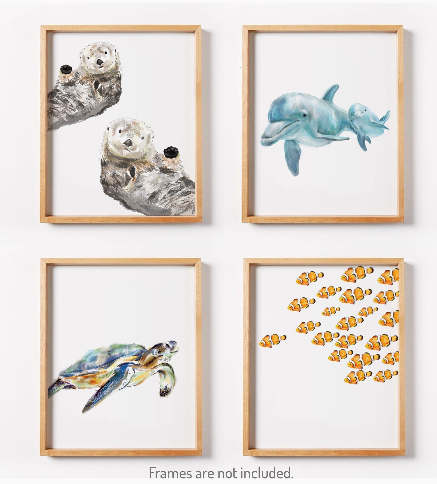 Baby Dolphin and Mom Ocean Art Print