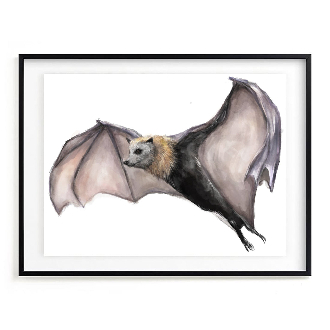 Bat Wall Art - Gothic Steampunk Painting for Gender Neutral Room Decor, Vampire Dark Theme for Home Living Room Bedroom Office Decoration