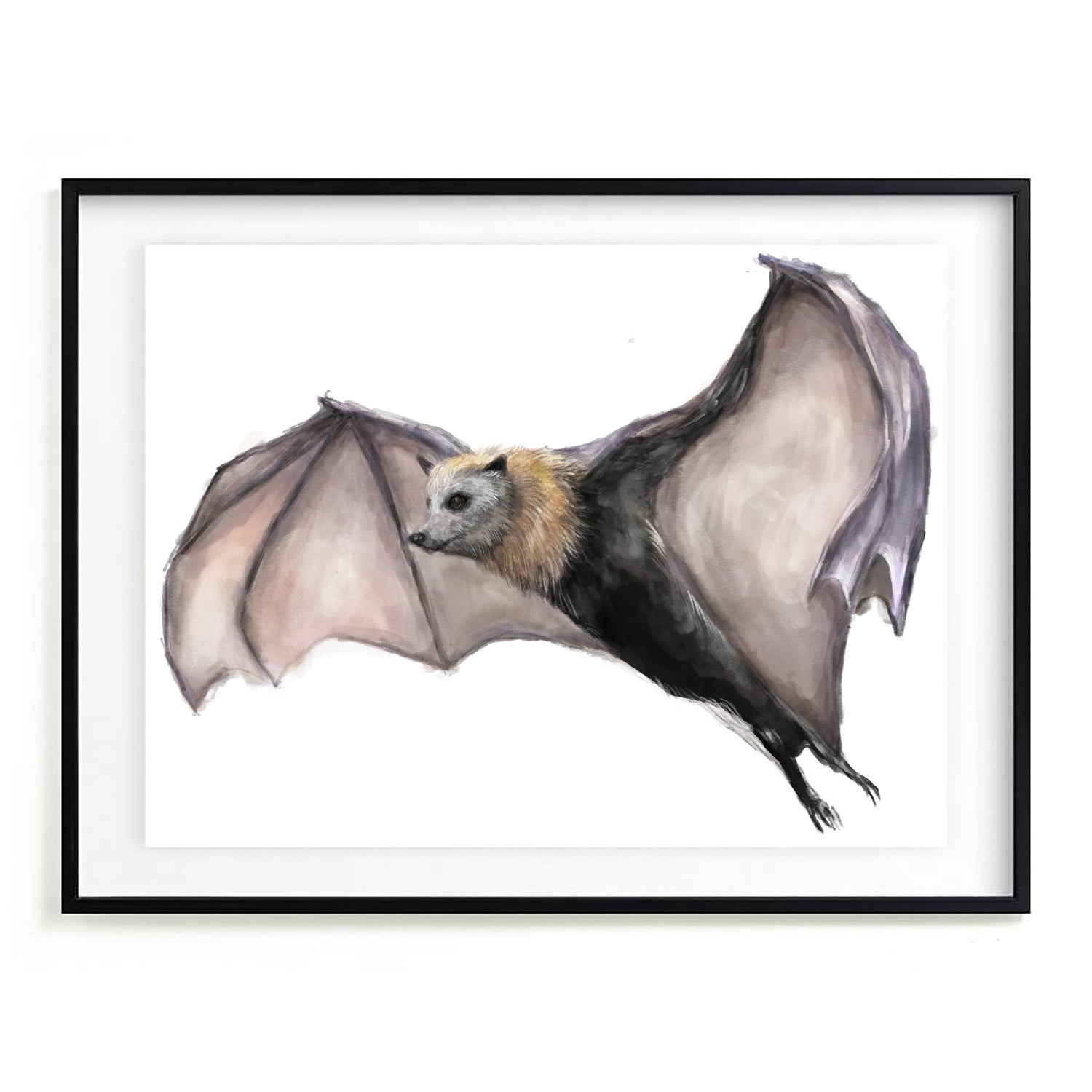 Bat Wall Art - Gothic Steampunk Painting for Gender Neutral Room Decor, Vampire Dark Theme for Home Living Room Bedroom Office Decoration