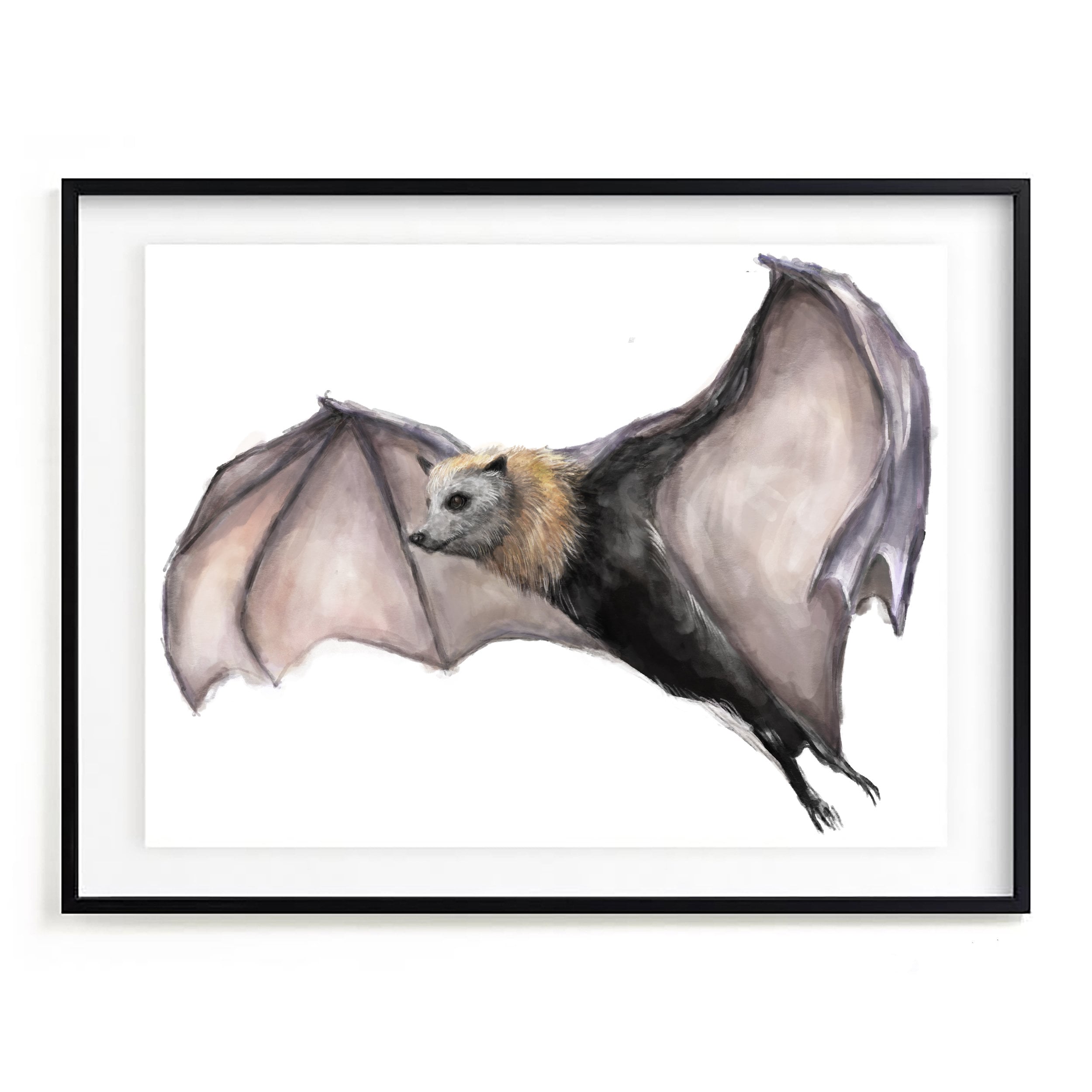Bat Wall Art - Gothic Steampunk Painting for Gender Neutral Room Decor, Vampire Dark Theme for Home Living Room Bedroom Office Decoration