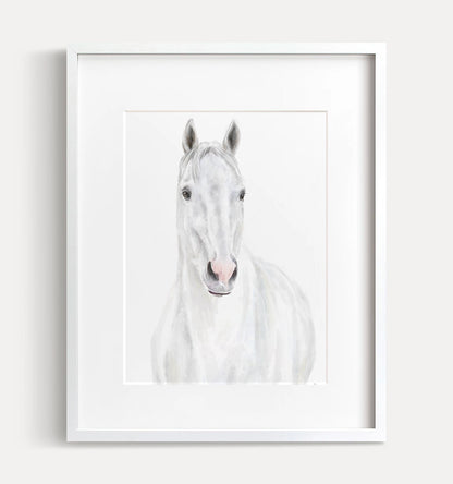 White Horse Wall Art Print