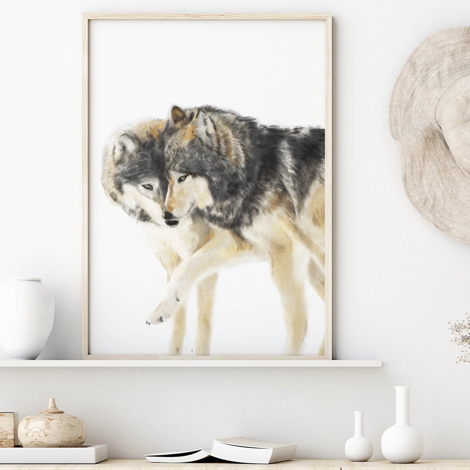 Wolves Couple Art Print: Sweet Anniversary Gift for Wife