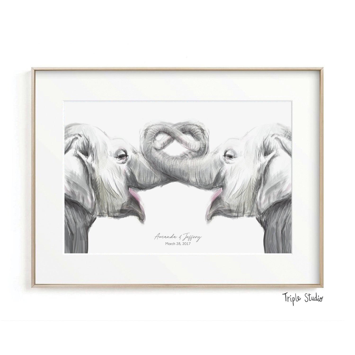Personalized Elephants Art Print