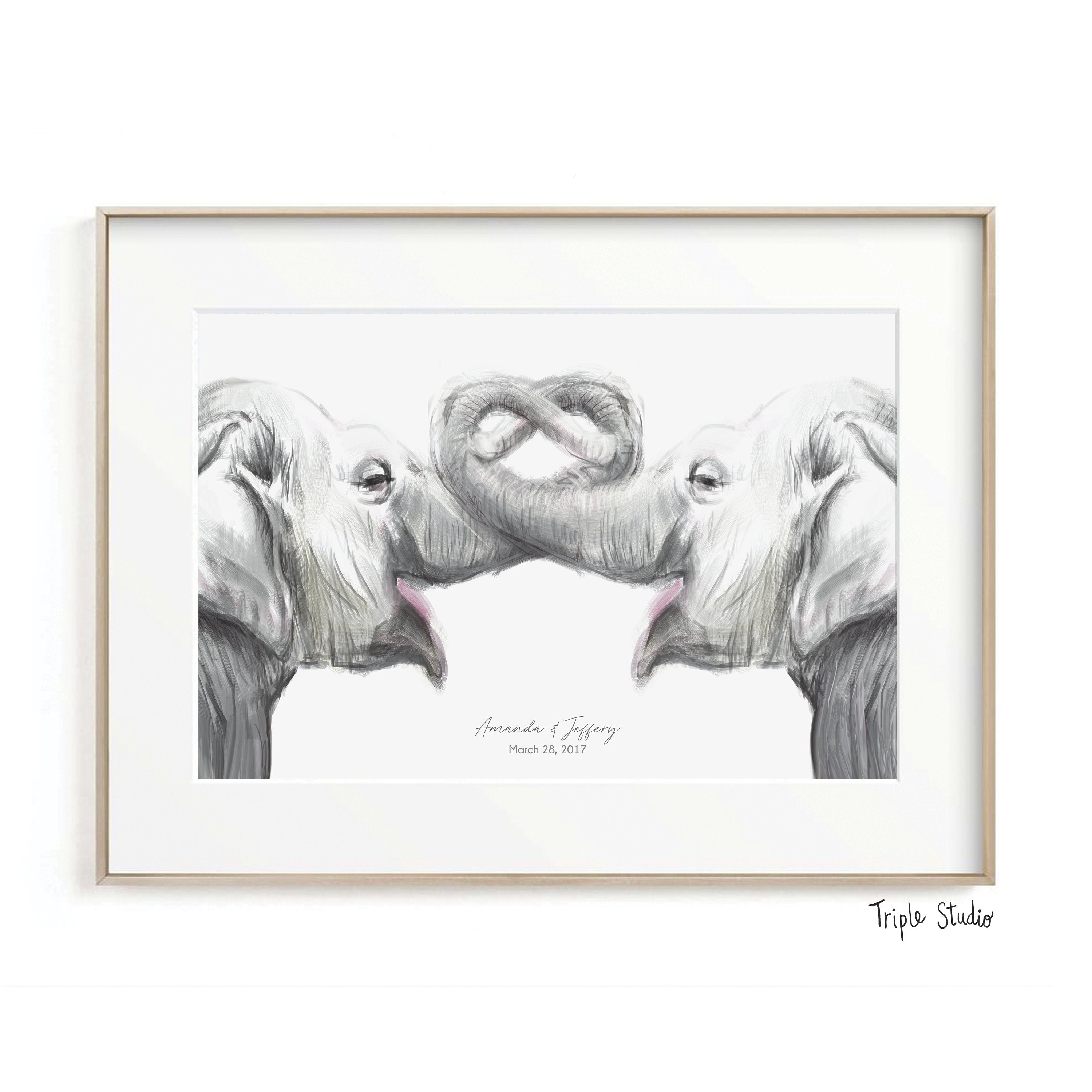 Personalized Elephants Art Print