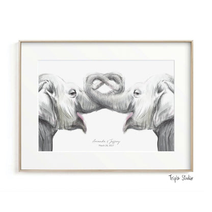 Personalized Elephants Art Print