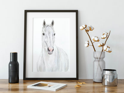 White Horse Wall Art Print