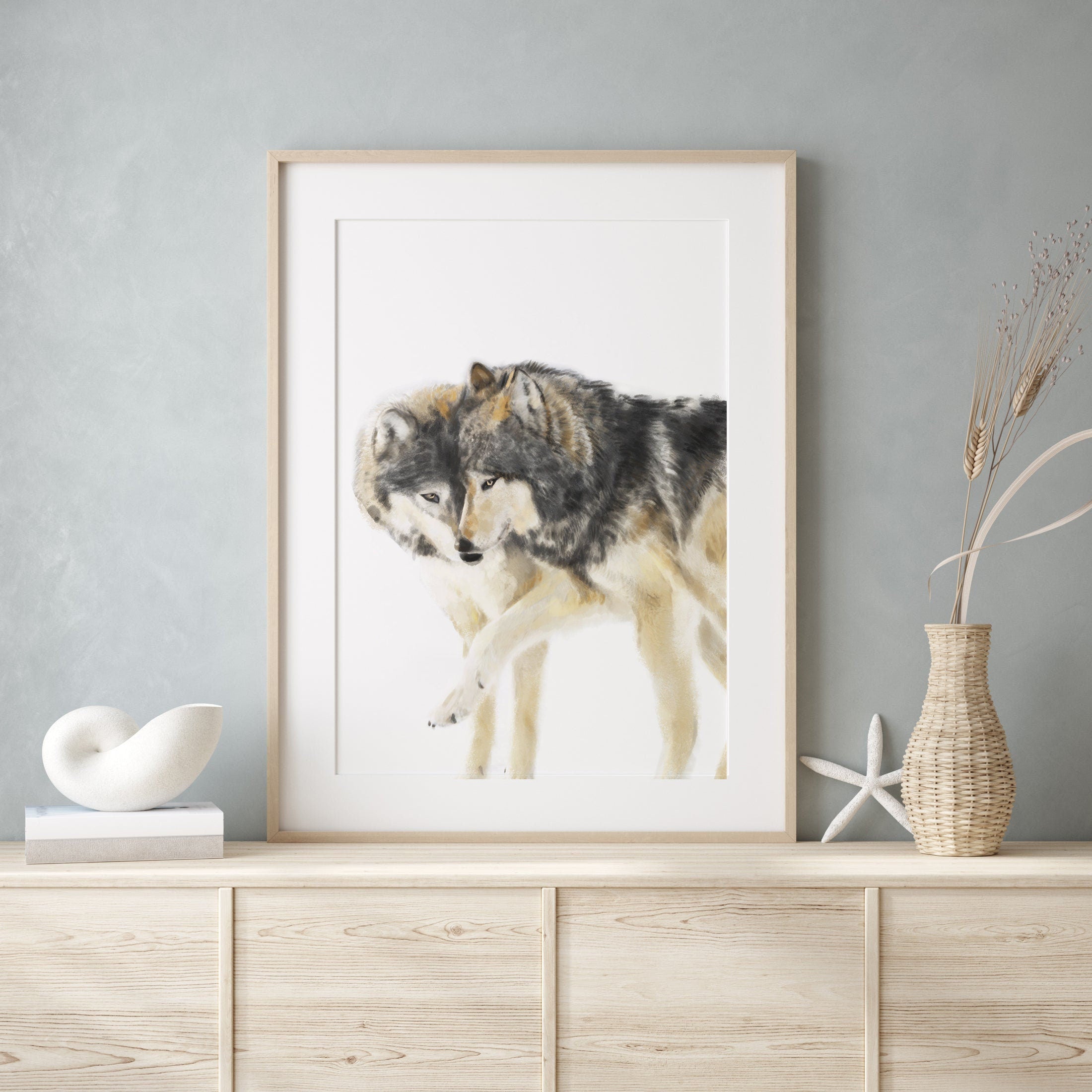 Wolves Couple Art Print: Sweet Anniversary Gift for Wife