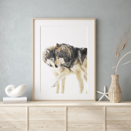 Wolves Couple Art Print: Sweet Anniversary Gift for Wife