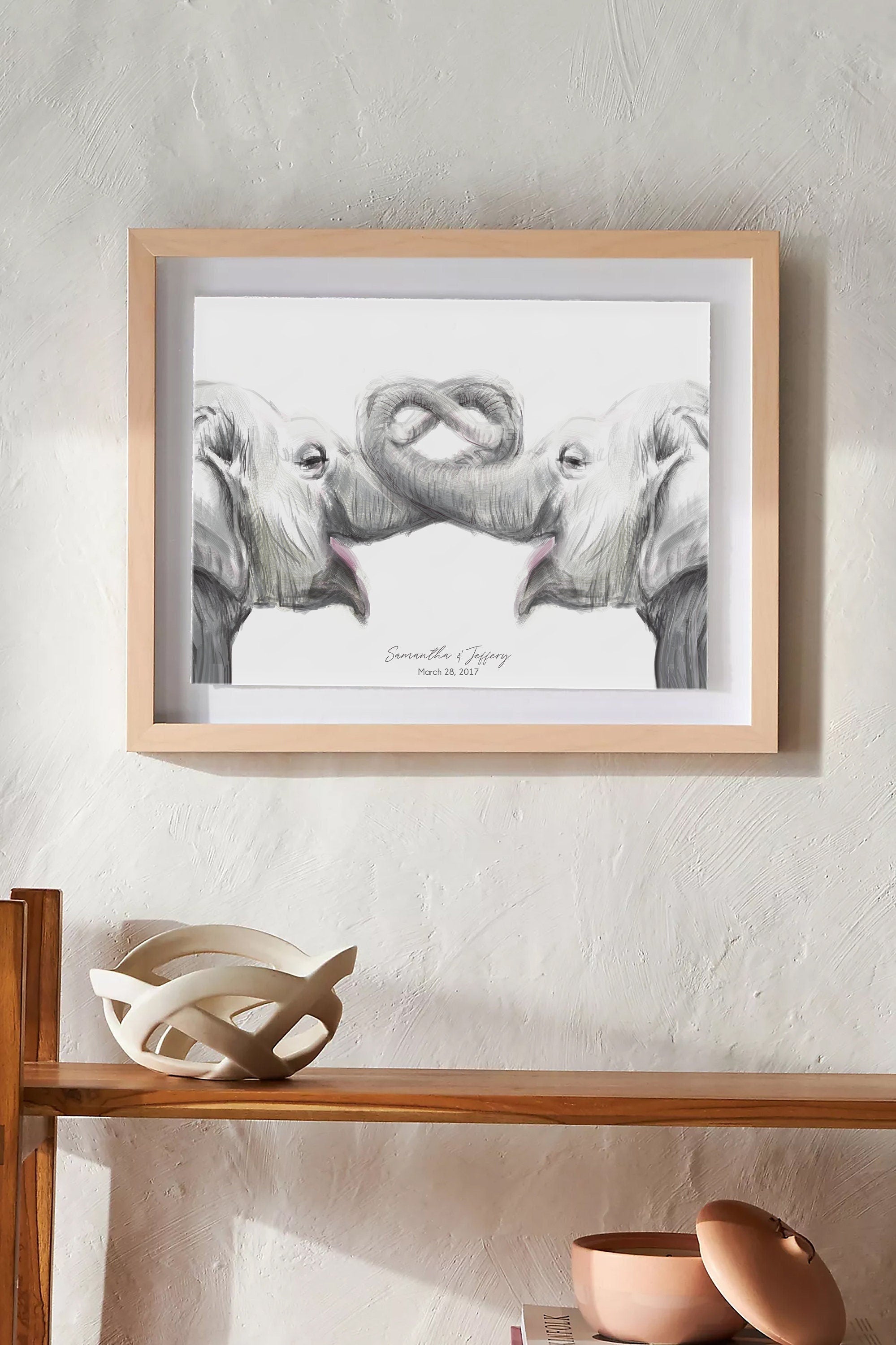 Personalized Elephants Art Print
