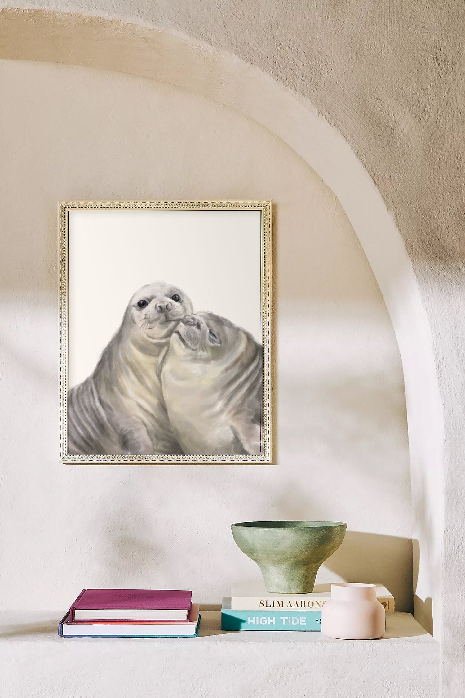 Seal with A Kiss Art Print:  Anniversary Gift for Animal Lovers
