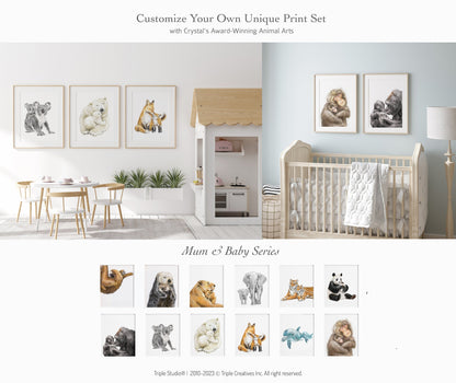 Tiger Mom and Baby Art Print