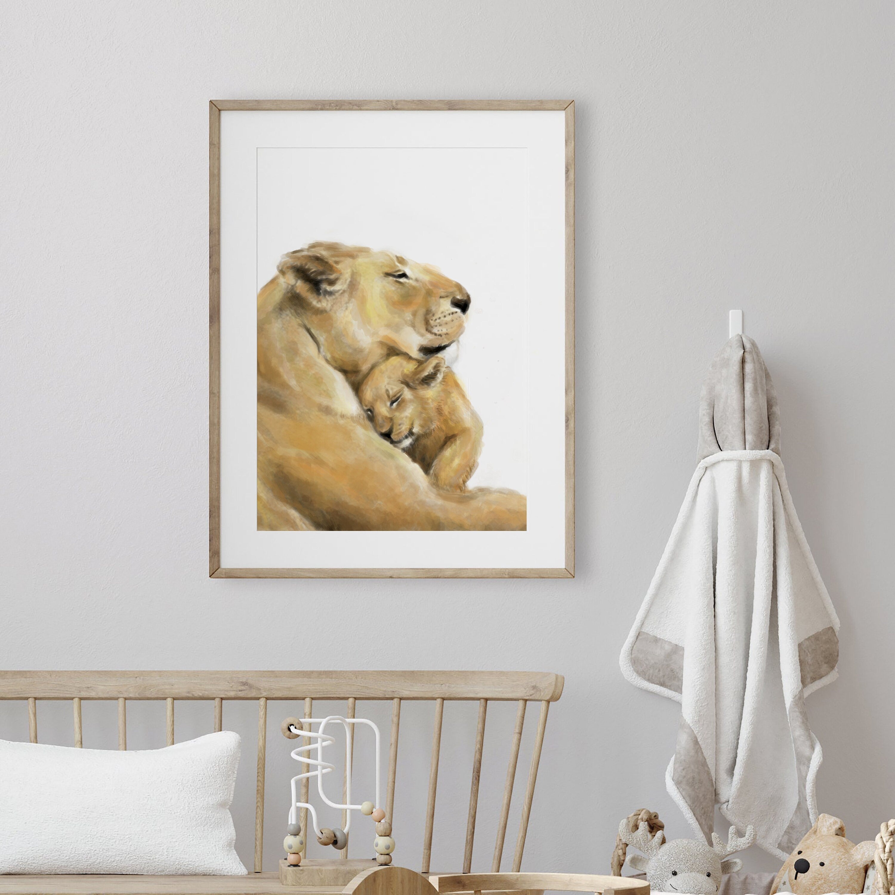Lion Mom and Baby Art Print