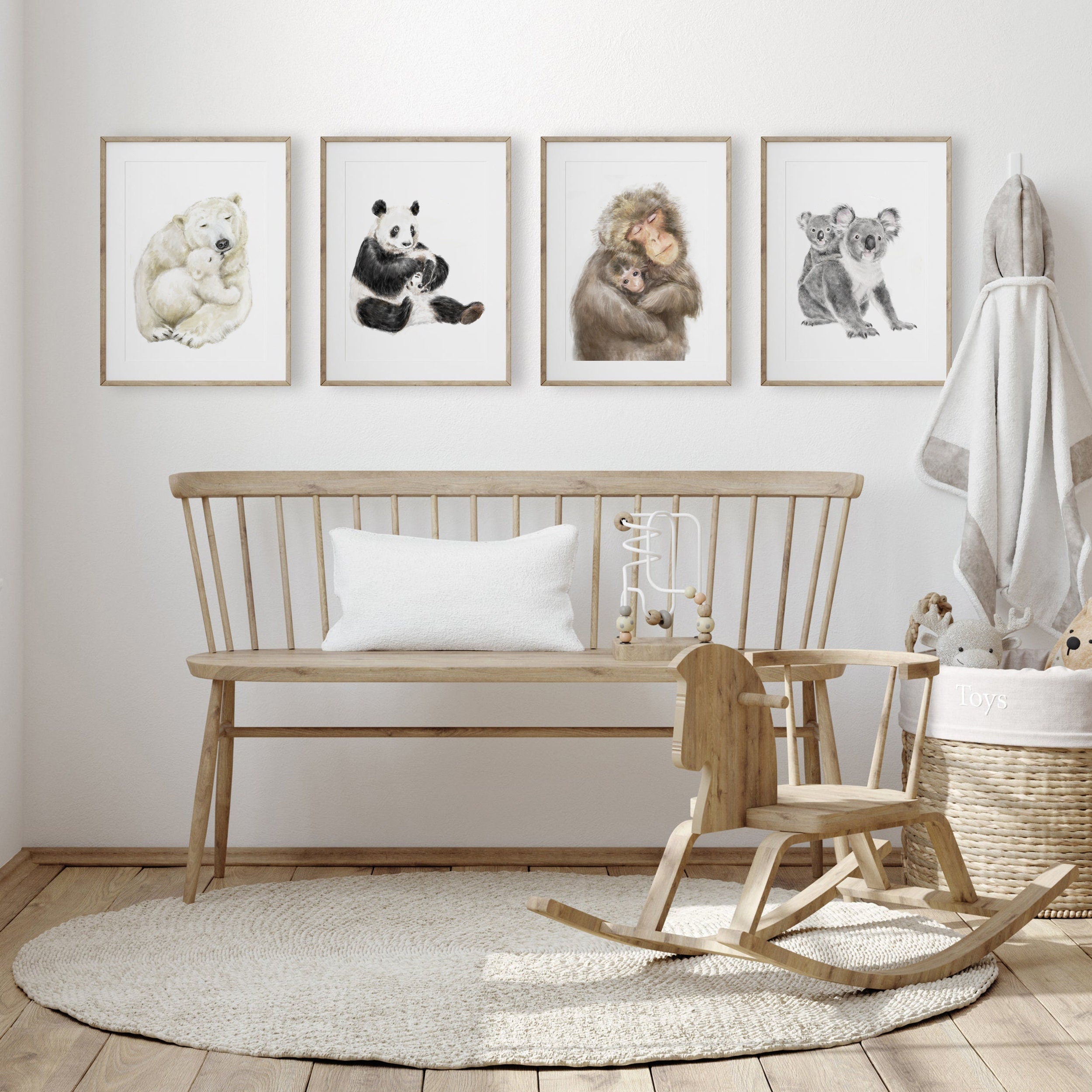 Panda Mom and Cub Art Print