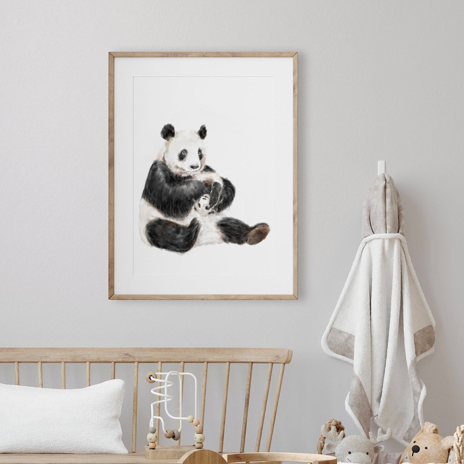 Panda Mom and Cub Art Print
