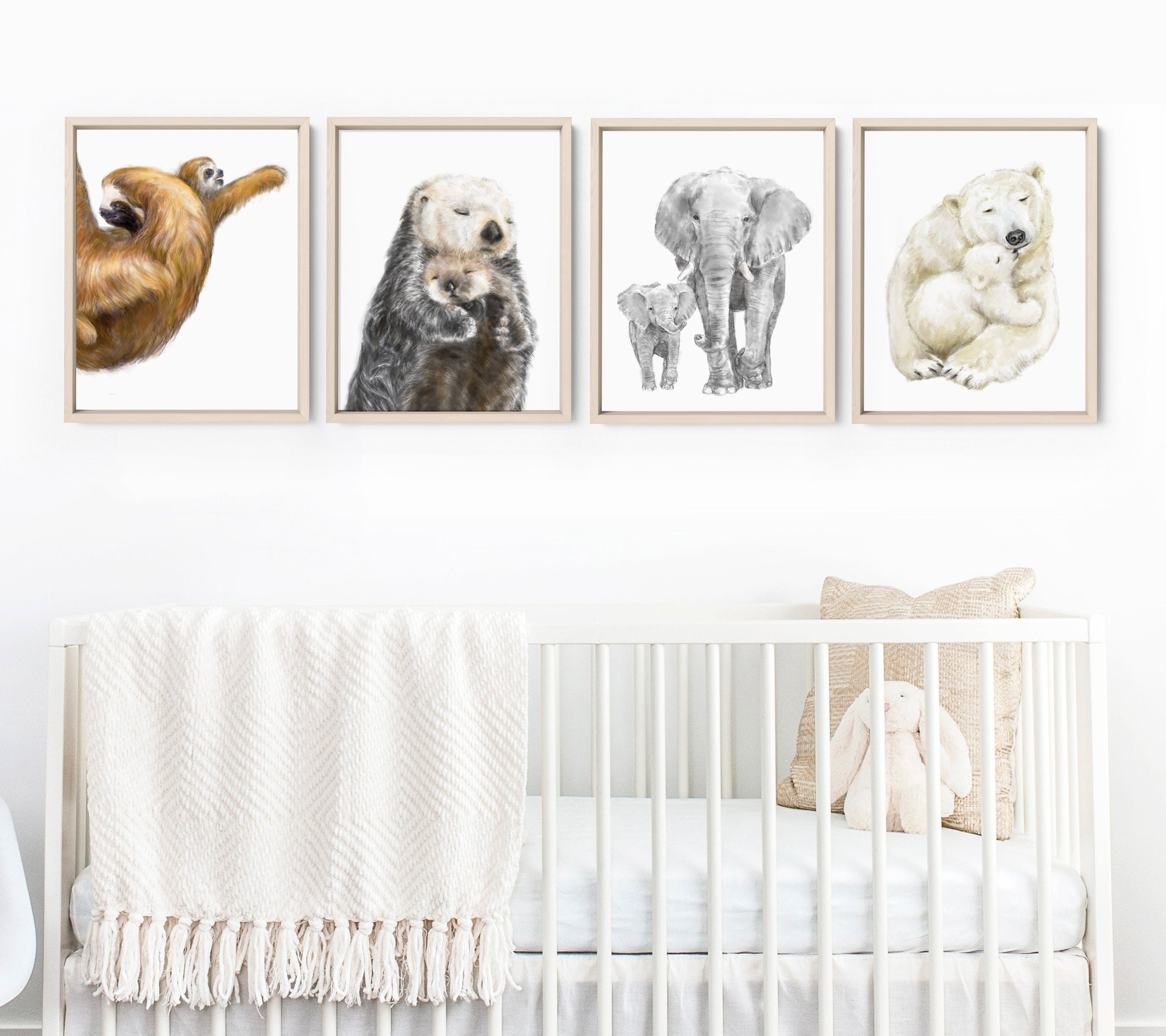 Baby Sloth and Mom Art Print