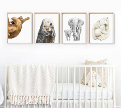 Baby Sloth and Mom Art Print