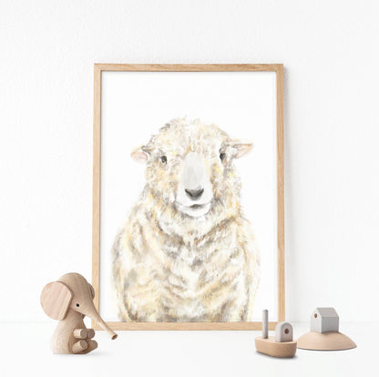 Farmhouse Sheep Art Print -