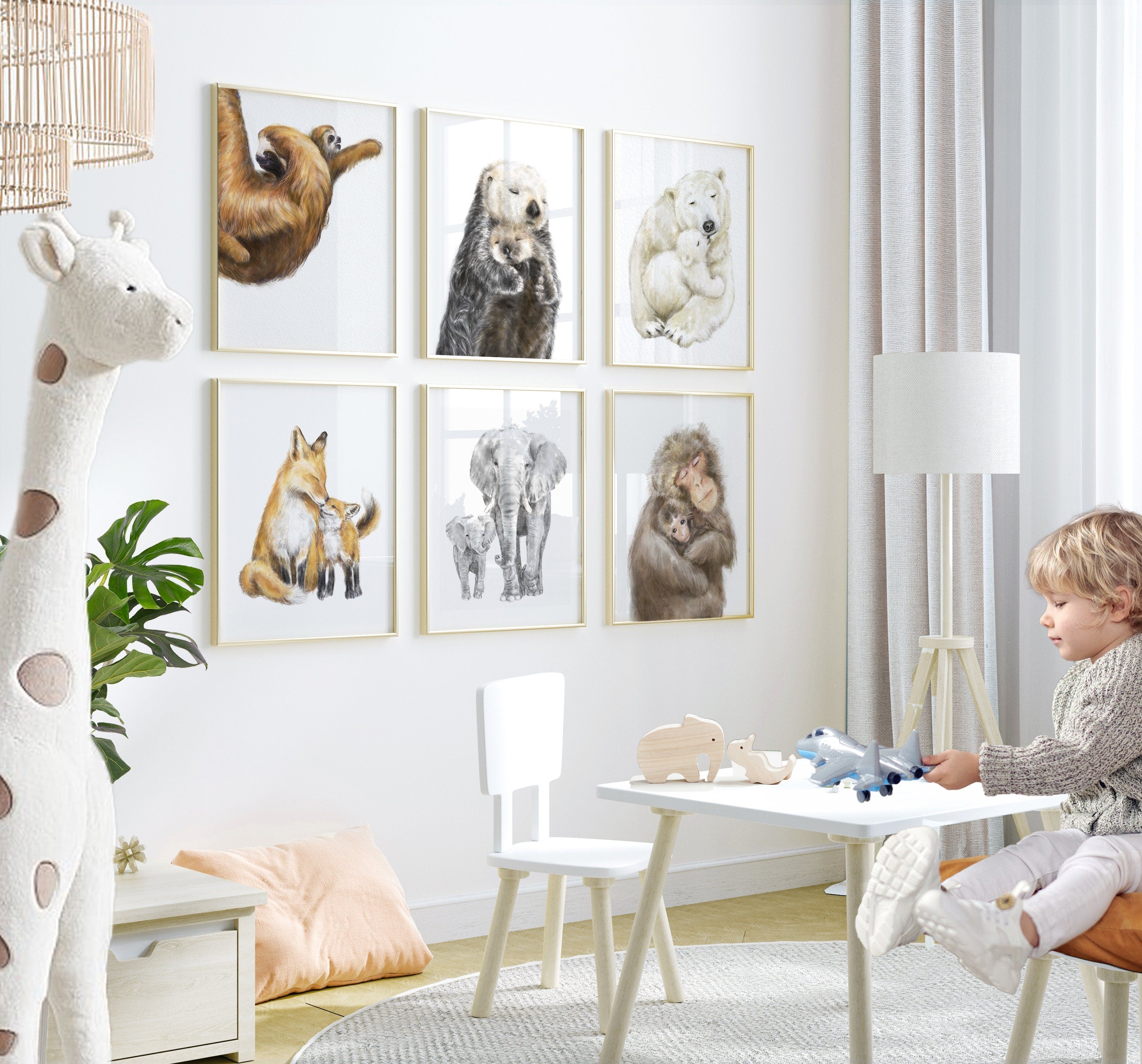 Baby Sea Otter and Mom Wall Art Print