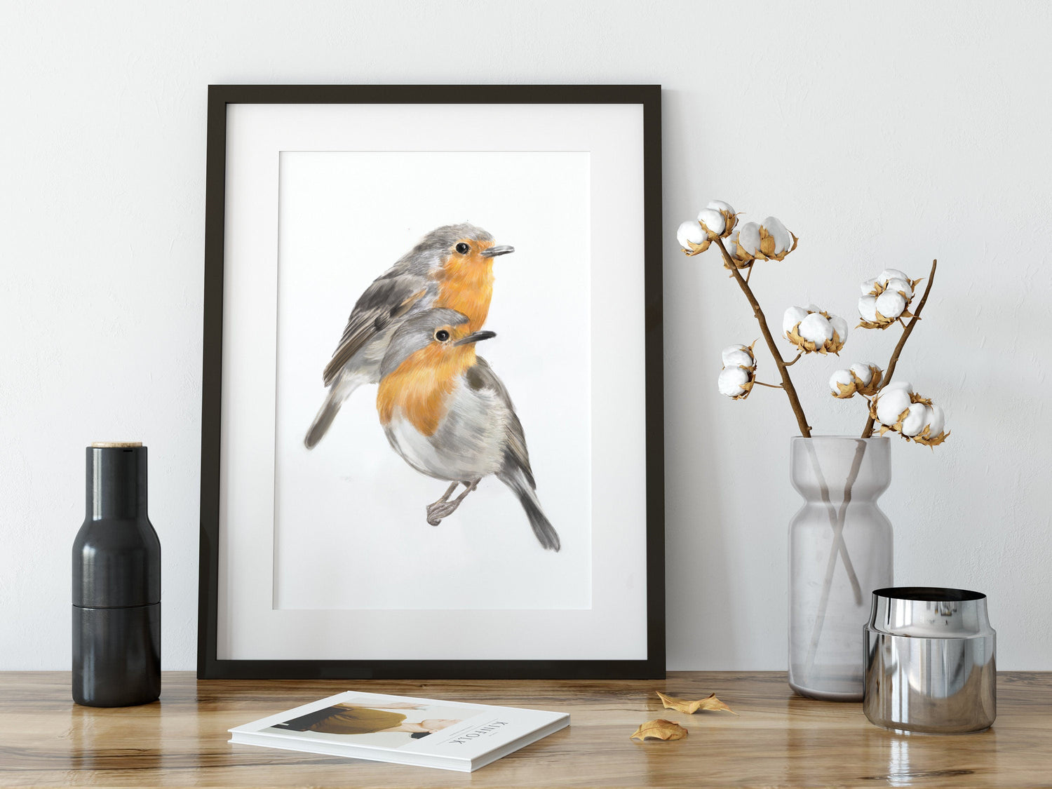 Robin Bird Friendship Print:  Scandinavian Wall Decor for Couples