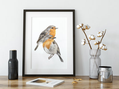 Robin Bird Friendship Print:  Scandinavian Wall Decor for Couples